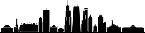 Chicago City Downtown Skyline Ouline Silhouette Vector — Stock vektor