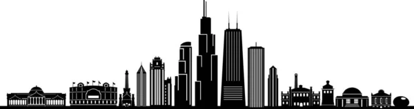 Chicago Stadt Innenstadt Skyline Outline Silhouette Vektor — Stockvektor