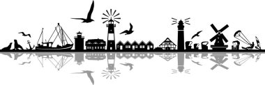 North Sea Silhouette Landscape Vector