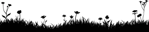 Meadow Grass Nature Silhouette Background Vector — Stok Vektör