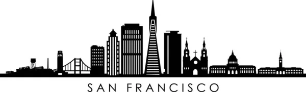San Francisco Skyline Obrys Silhouette Vector — Stockový vektor