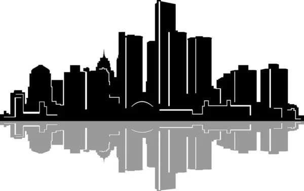 Detroit City Skyline Cityscape Silhouette Vector — ストックベクタ
