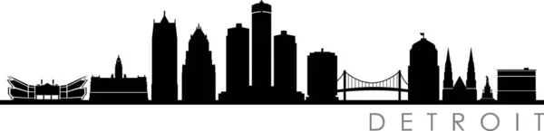 Detroit City Skyline Cityscape Silhouette Vector — Vettoriale Stock