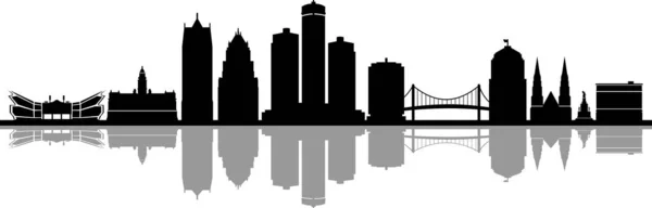 Detroit City Skyline Cityscape Silhouette Vector — Vettoriale Stock