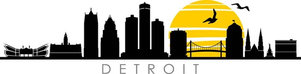Detroit City Skyline Cityscape Silhouette Vector — стоковий вектор