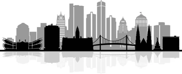 Detroit City Skyline Cityscape Silhouette Vector — ストックベクタ