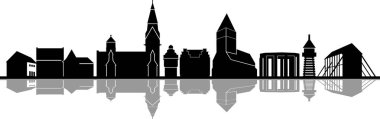 Rheine City Skyline Şehir Manzarası Görüntü Özeti Siluet Vektörü