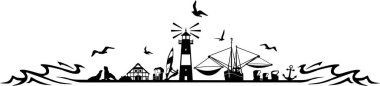 North Sea Silhouette Landscape Vector