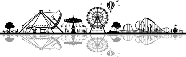 Fun Park Carrousel Silhouet Vector — Stockvector