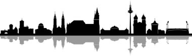 Nuernberg Şehri Skyline Şehir Manzarası Görüntü Özeti Siluet Vektörü