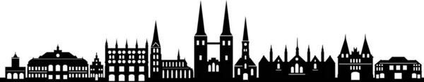 Luebeck City Skyline Outline Silhouette Vector — 스톡 벡터