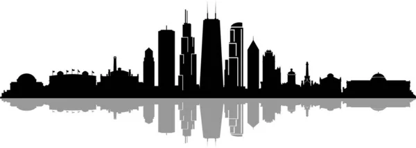 Chicago City Skyline Cityscape Profilo Silhouette Vettoriale — Vettoriale Stock