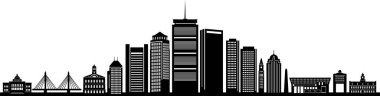 Boston City Skyline Ana Hattı Siluet Vektörü