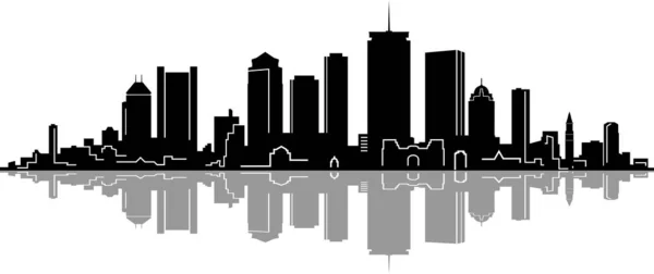 Boston City Skyline Esboço Silhueta Vetor — Vetor de Stock