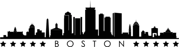 Boston City Skyline Outline Silhouette Vector — Vettoriale Stock