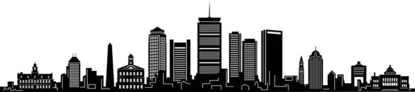 Boston City Skyline Disposition Silhouette Vector — Stock vektor