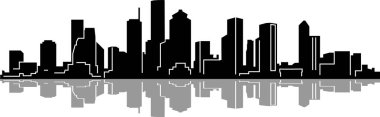 Houston Skyline Şehir Dış Hattı Skyline Siluet Vektör İllüstrasyonu