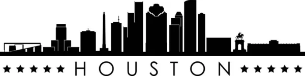 Houston Skyline City Outline Skyline Silueta Vector Ilustración — Vector de stock