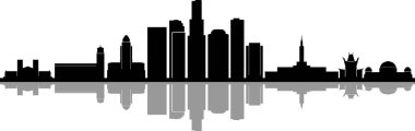 Los Angeles Skyline Siluet Şehir Vektörü
