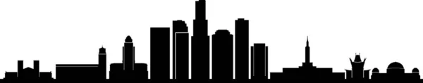 Los Angeles Skyline Silhouette Cityscape Vetor — Vetor de Stock