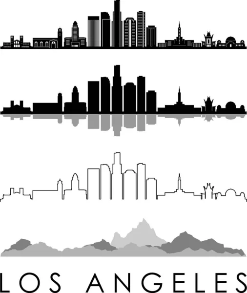 Los Angeles Skyline Silhouette Cityscape Vector — Vettoriale Stock