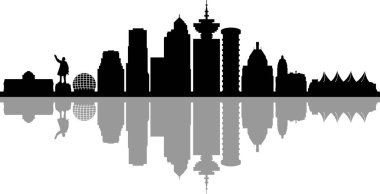 Vancouver City Skyline Siluet Şehir Vektörü