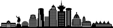 Vancouver City Skyline Siluet Şehir Vektörü