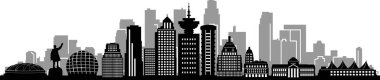 Vancouver City Skyline Siluet Şehir Vektörü