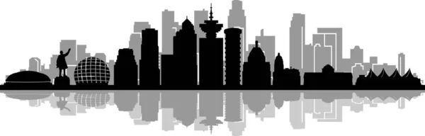Vancouver City Skyline Silhouette Cityscape Vector — Vettoriale Stock