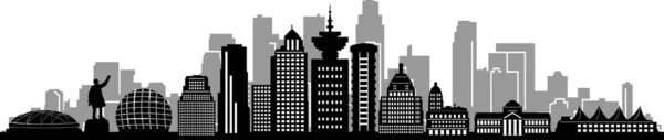 Vancouver City Skyline Silhouette Vector Paysage Urbain — Image vectorielle