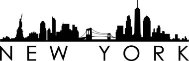 NEW YORK City Skyline Siluet Şehir Vektörü