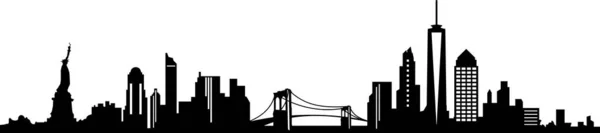 New York City Skyline Silueta Cityscape Vector — Stockový vektor