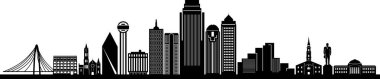 DALLES City TEXAS Skyline Siluet Şehir Vektörü