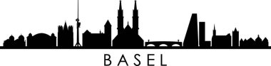 Basel Şehri İsviçre Skyline Siluet Şehir Vektörü
