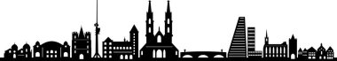 Basel Şehri İsviçre Skyline Siluet Şehir Vektörü