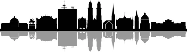 Zurigo Zrich City Svizzera Skyline Silhouette Cityscape Vector — Vettoriale Stock