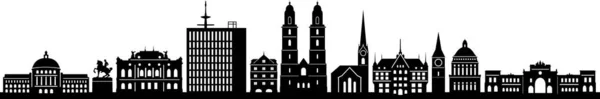 Zürich Zrich Stad Schweiz Skyline Silhouette Cityscape Vector — Stock vektor