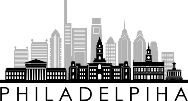 Philadelphia City Skyline Silhouette Cityscape Vector — Stock Vector