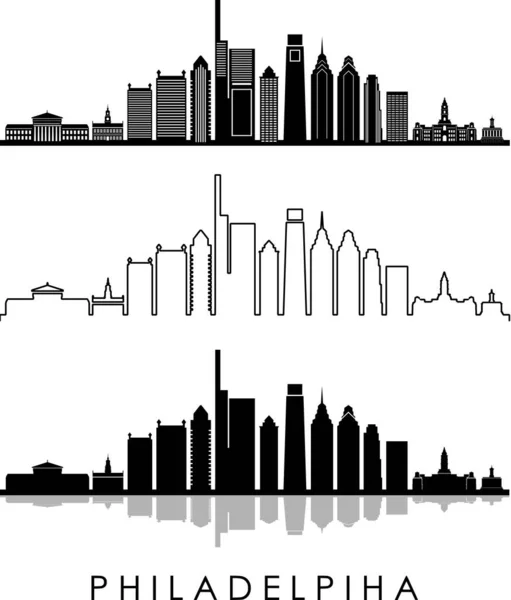 Philadelphia City Skyline Silhouette Cityscape Vector — Vettoriale Stock