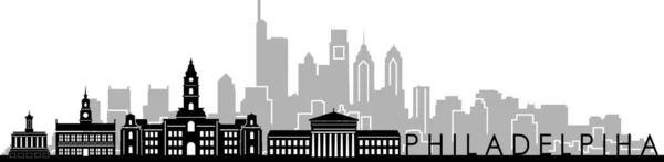 Philadelphia City Skyline Silhouette Cityscape Vector — Vettoriale Stock