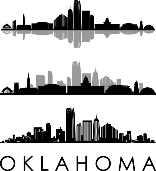 OKLAHOMA Şehri Skyline Siluet Şehir Vektörü
