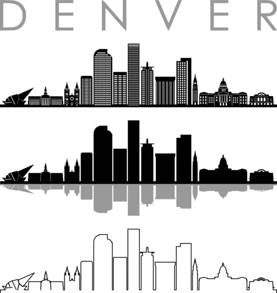 Denver City Skyline Silhouette Cityscape Vector — Διανυσματικό Αρχείο