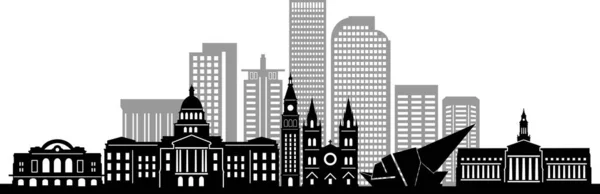 デンバーシティスカイラインシルエット Cityscape Vector — ストックベクタ