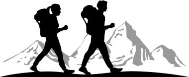 Yürüyüşçü Sırt Çantası Spor Siluet Vektörü