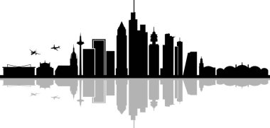 FRANKFURT MAIN City Skyline Siluet Şehir Vektörü