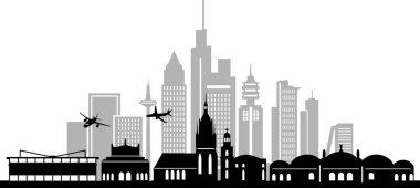 FRANKFURT MAIN City Skyline Siluet Şehir Vektörü