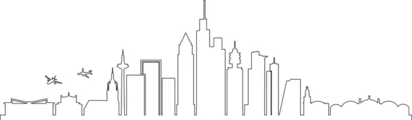 Frankfurt Principal Cidade Skyline Silhouette Cityscape Vector — Vetor de Stock
