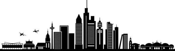 Frankfurt Principal Cidade Skyline Silhouette Cityscape Vector —  Vetores de Stock