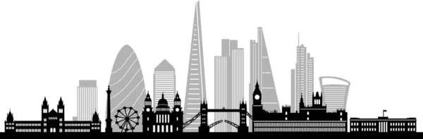 Londres City Skyline Silhouette Vector Paysage Urbain — Image vectorielle