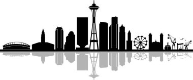 SEATTLE City Skyline Siluet Şehir Vektörü